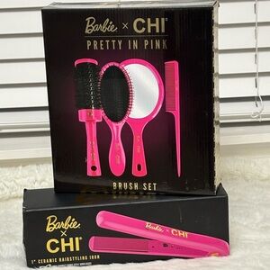 [SOLD]NEW BARBIE x CHI Anniversary  Ceramic Hairstyling Flat Iron + 4Piece Brush